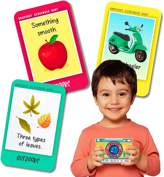 Snapshot Scavenger Hunt for Kids Ages 4-8, Indoor Outdoor Game. 170+ Objects & Prompts. Find and Seek Scavenger Hunt Card Game. Outdoor Activities and Scavenger Hunt for car Ride