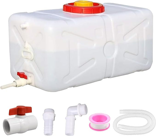 20 Gallon Portable Water Tank with Spigot&Hose, Water Storage Container for Camping, RV, Truck, Emergency Preparedness（Thickening）