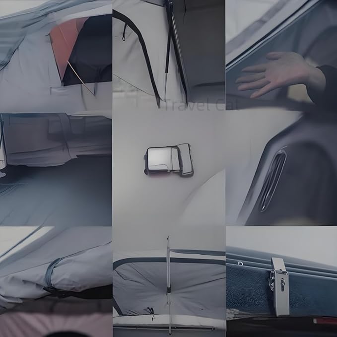 Travel Cat Rooftop Tent Hard Shell, Easy Set Up Pop Up Large Tent for 2-3 Person Camping, Waterproof Windproof UV-Resistant Blackout Privacy 4 Season Tents for Truck, Jeep, SUV, Van, Trailer