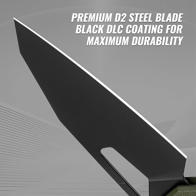 Tarcus Folding Pocket Knife, 3.5" D2 Steel DLC Blade G10 Handle, Lightweight EDC Knife with Crossbar Lock for Men and Women, Ideal for Camping, Hiking, and Survival