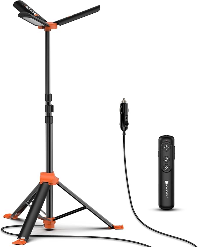 Camping Light, Large Area Lighting Floodlight, Max 118In Tall, 20000 Lumens, Suitable for Outdoor Activities, Telescopic Light with Tripod Work Light