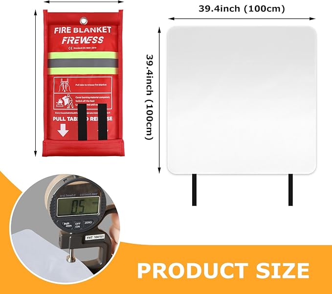 Emergency Fire Blanket, 4Pack Fiberglass Flame Retardant Fire Blankets Emergency for Home, Kitchen, Car, Office, Grill, 39.4X 39.4inch Fire Extinguisher Blanket