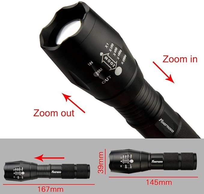 2 Pack Tactical Flashlight 2000 Lumens LED with Adjustable Focus and 5 Light Modes for Camping Hiking Emergency, Hurricane, Power Outage,Gift-Giving