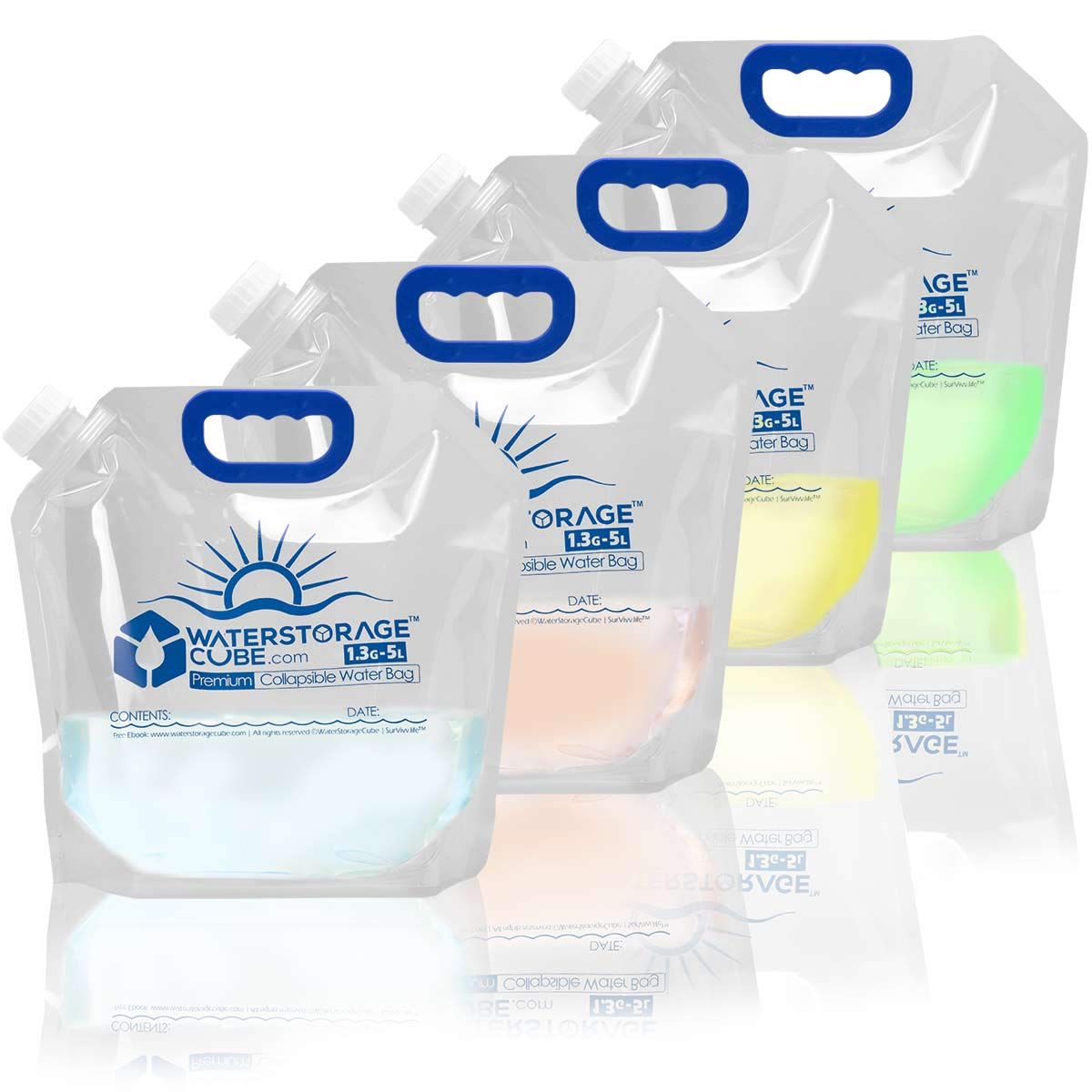 WaterStorageCube Premium Collapsible Water Container Bag,1.3/2.6 Gallon
