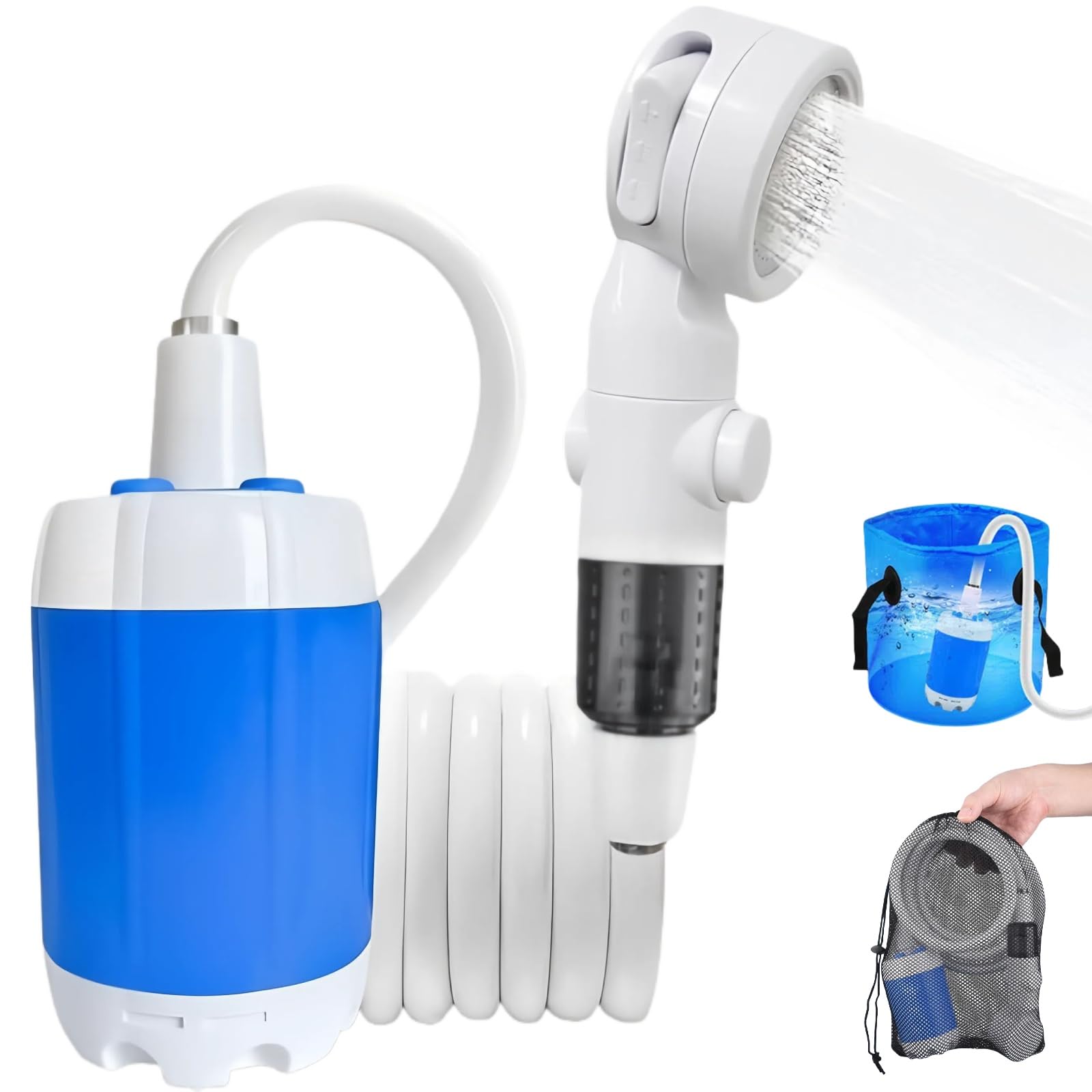 Portable Shower for Camping, Rechargeable Portable Camping Shower Pump with USB-C, Camp Shower with
