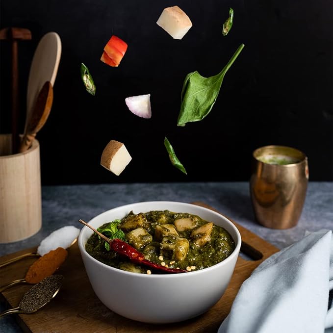Ashoka Meals 1932, Vegan Spinach & Potato, All-Natural, Heat & Serve Microwaveable Indian Food, Saag Aloo, Kosher Certified, Great for Outdoors, Gluten-Free & with No Preservatives, Pack of 5