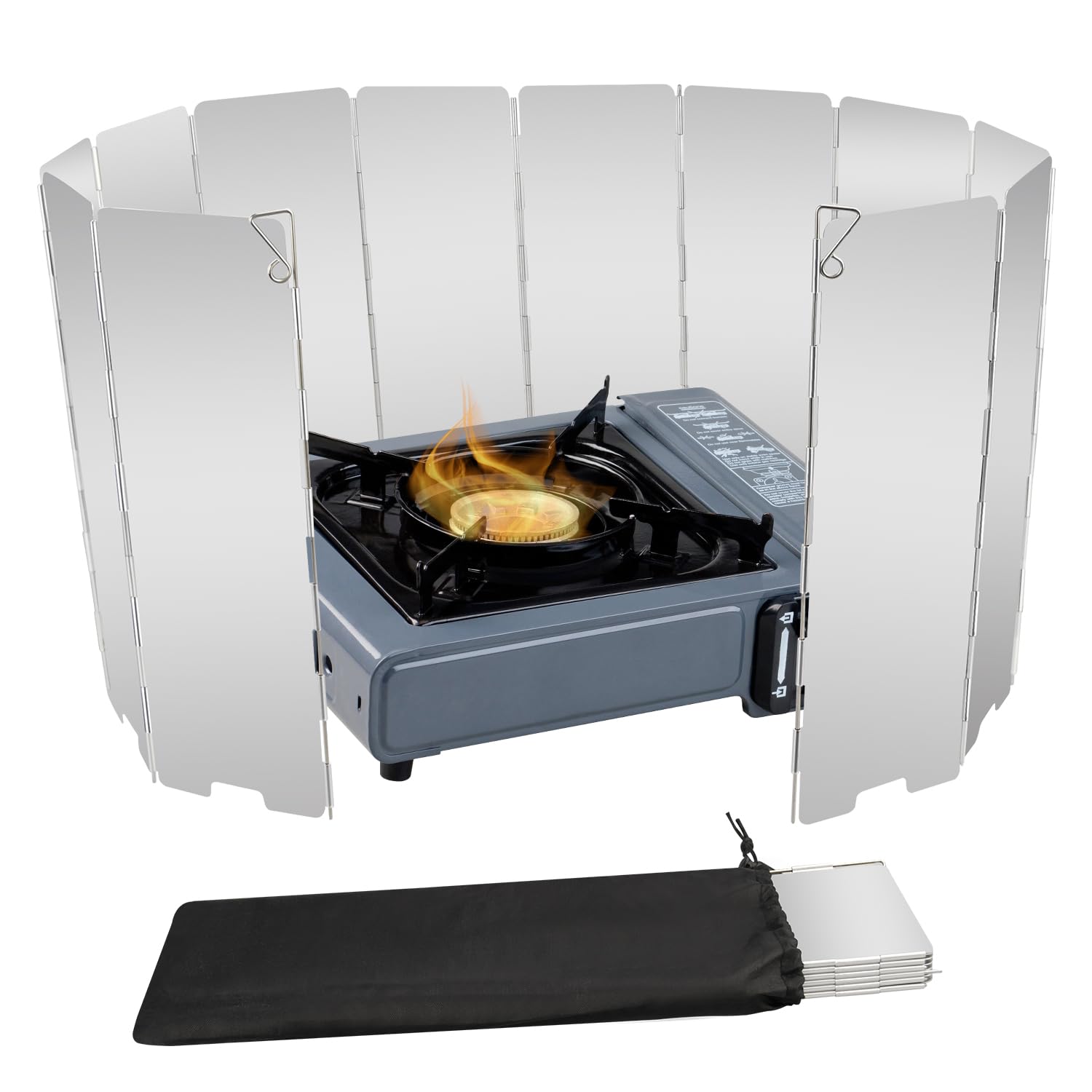 12 Plates Aluminum Stove Windshield with Drawstring Bag