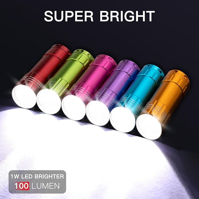 KunHe 24 Pack Small Mini Flashlights Bulk with Batteries Aluminum LED Flash Lights for Party Favor Camping Gift to Christmas Stocking Stuffers