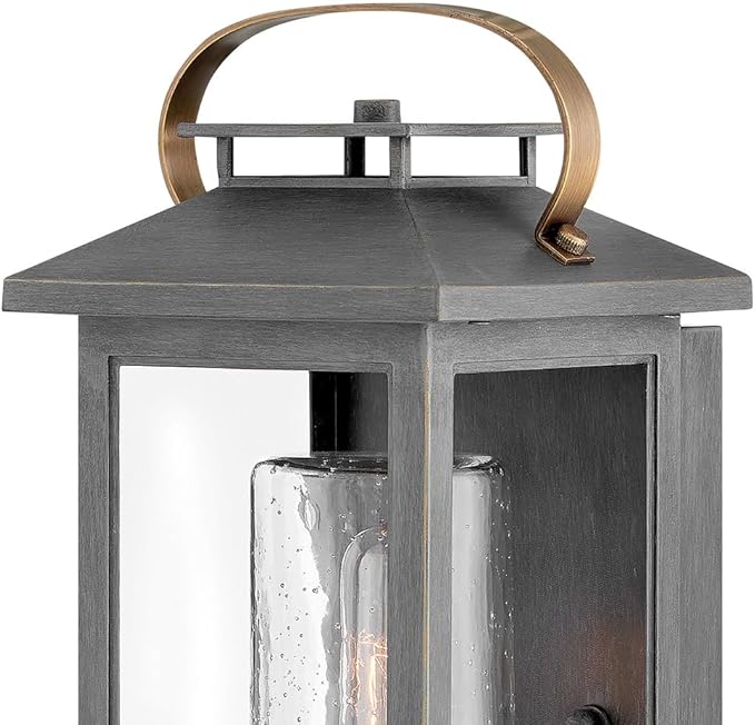 Hinkley Atwater Medium Wall Mount Outdoor Lantern - Composite, Clear Seedy Glass, Anti-Fade, LED Included - Ash Bronze Finish
