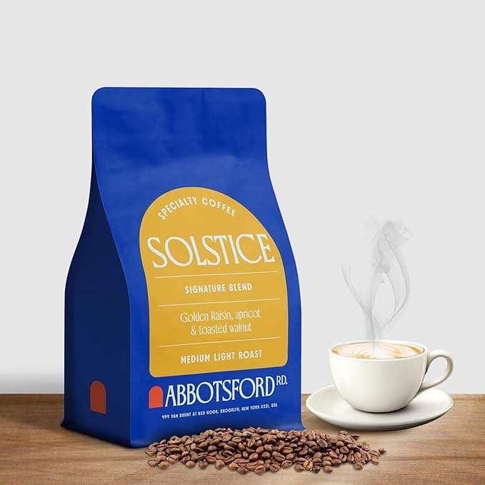 Solstice Coffee Whole Bean, Medium Light Roast Coffee Beans with Bright Flavors of Golden Raisin, Apricot & Toasted Walnut, 12 Oz Bag