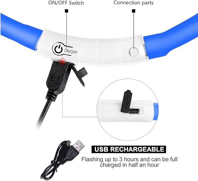 2 Pack Light Up Dog Collars with 1640 Feet of Visibility - Brightest Glow Dog Collar Light, Rechargeable Dog Collar Light for Night Walking, 3 Flashing Modes, Keeps Your Pets Safe in The Dark