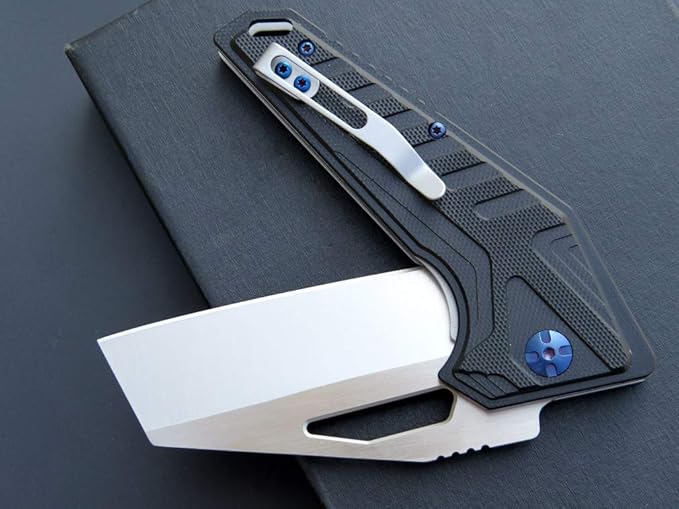 Eafengrow EF933 Pocket Folding Knife EDC D2 Steel Blade Knives G10 Handle Pocket Clip EDC Knife Emergency Outdoor Camping Tools (black)