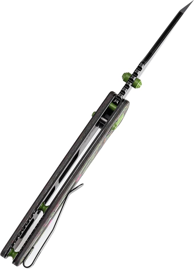 KANSEPT Elite Main Street Pocket Knife, 3.36''Blackwash CPM S35VN Sharp Blade, 80S Camo Carbon Fiber Handle with Axis Lock and Thumb Stud, Perfect Clip for EDC, Camping Survival Folding knives K1015M3