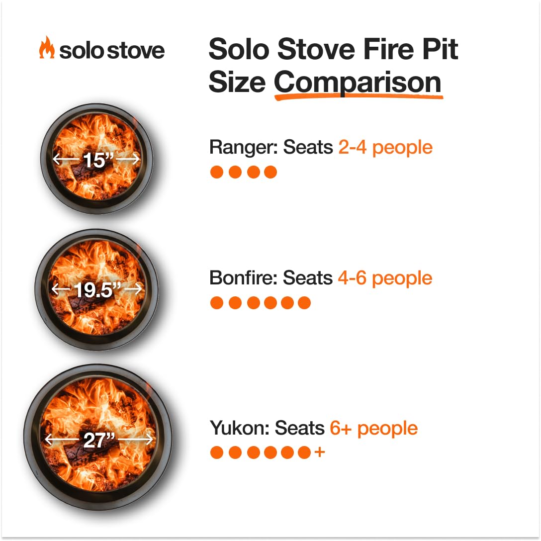 Solo Stove Bonfire with Stand | 19.5" Smokeless Fire Pit, Removable Ash Pan | Portable Stainless