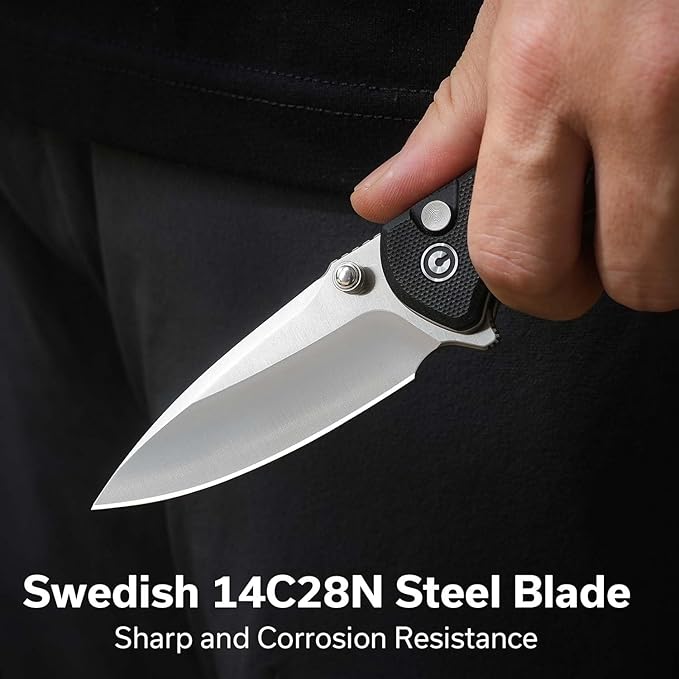 CIVIVI Faeger Pocket Folding Knife for EDC, 2.98" Swedish 14C28N Blade G10 Handle, Reversible Clip for Men Women Outdoor Carry C24031-1 (Black)