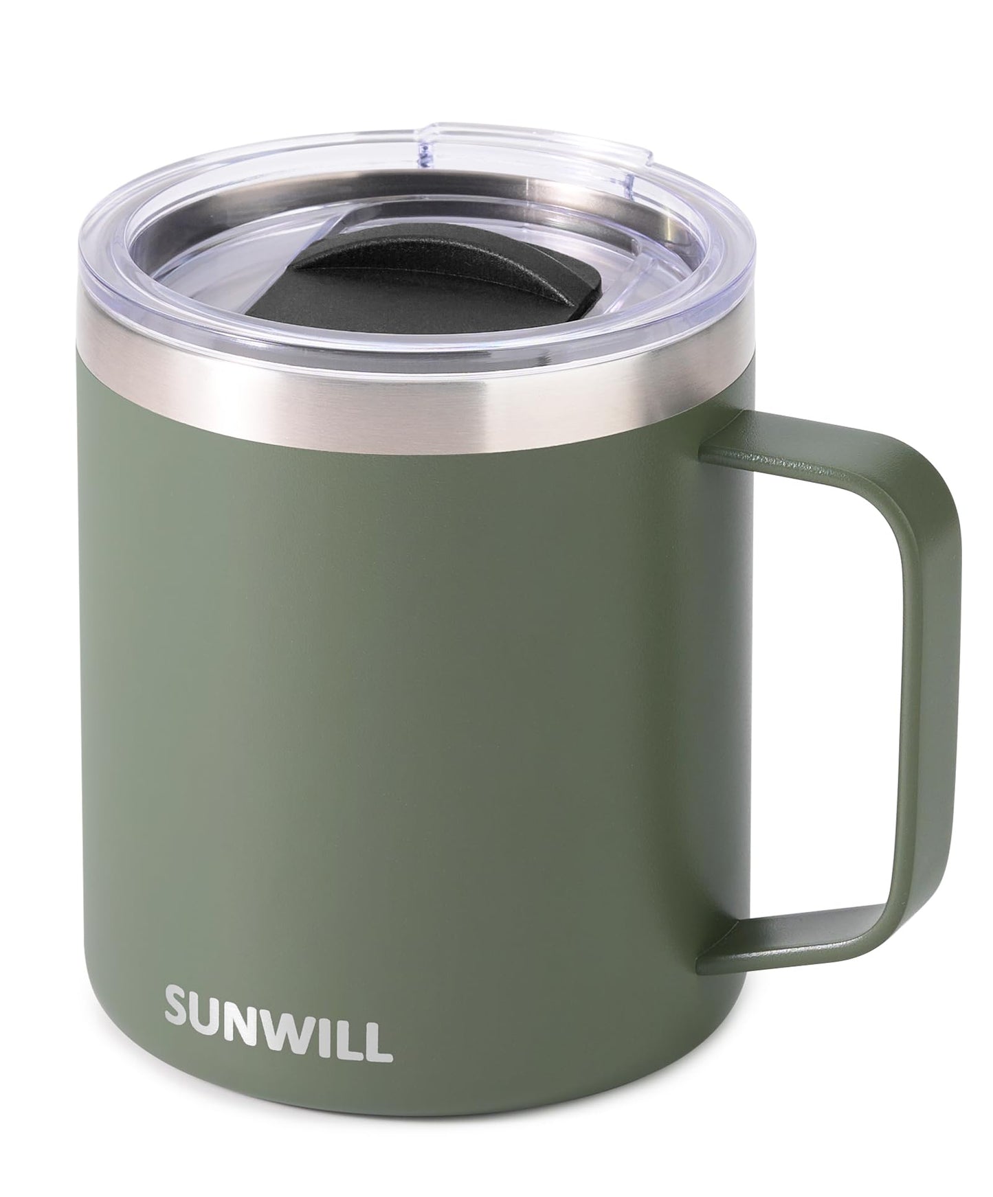 SUNWILL Travel Coffee Mug with Lid, Insulated Tumbler with Handle, 14 oz Stainless Steel Cup for