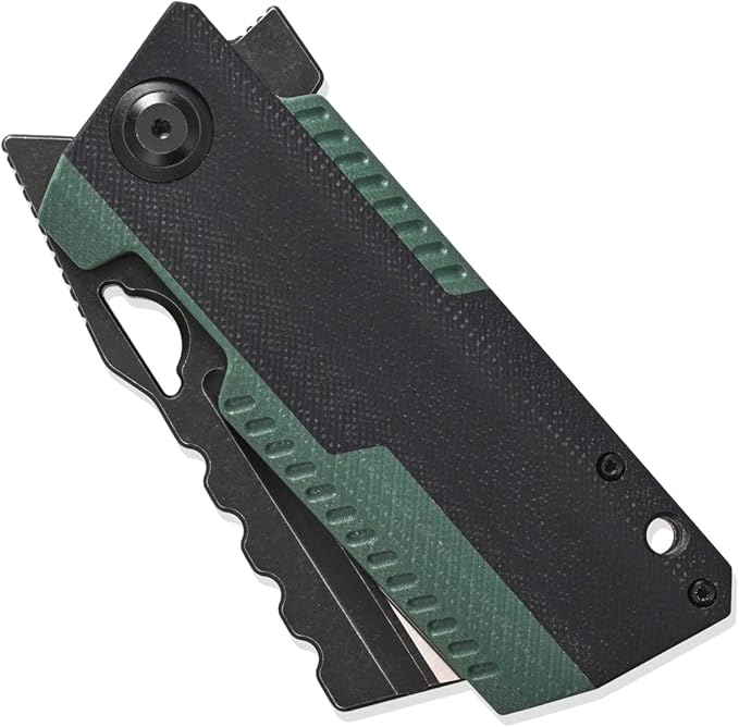 Sitivien ST155 Folding Knife,Sandvik 14C28N Steel Blade,G10 Handle EDC Tool Knife Pocket Knife for Fishing,Camping,Hiking(Black+Green) …
