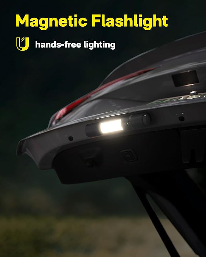 HOTO Emergency Flashlight Rechargeable, Magnetic LED Flashlight High Lumens with Window Glass Breaker Seatbelt Cutter, Zoomable Car Work Flash Light for Car Repair, Camping, Emergency