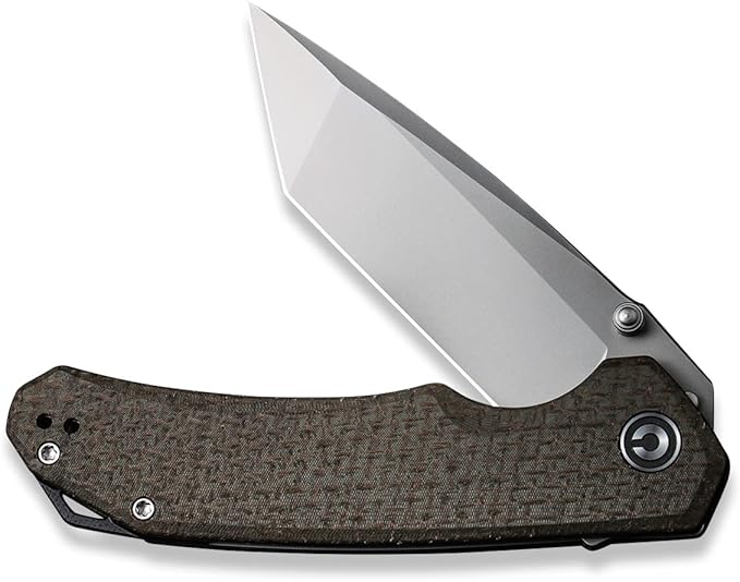 CIVIVI Brazen Pocket Knife,3.5-Inch Folding Knife Tanto D2 Blade,Micarta Outdoor Camping Hiking Knife with Thumb Studs and Flipper Opener,Unique Tool Gift for EDC Men Women C2023F