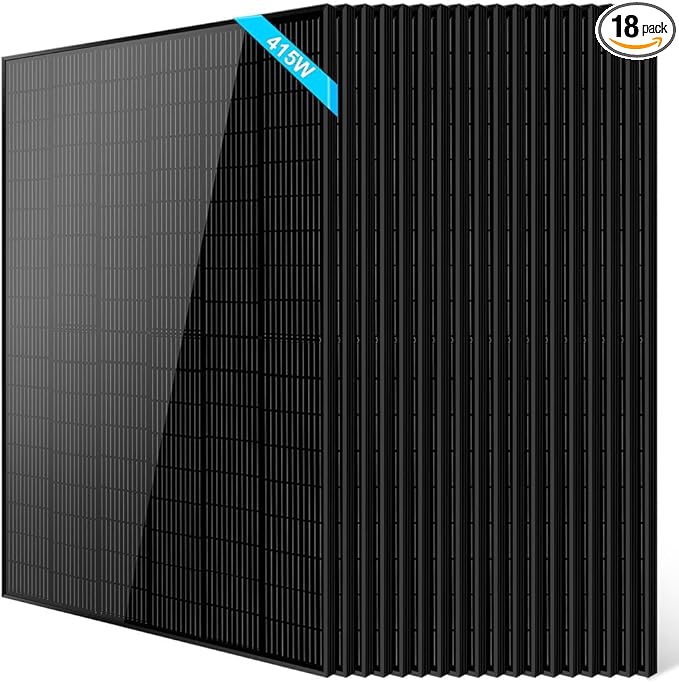 SUNGOLDPOWER 18pcs 415W Monocrystalline Solar Panel,Grade A Solar Cell, Waterproof IP68,TUV certificated,Used for RV,Home,House,Boat,Farm,Off Grid and On Grid System