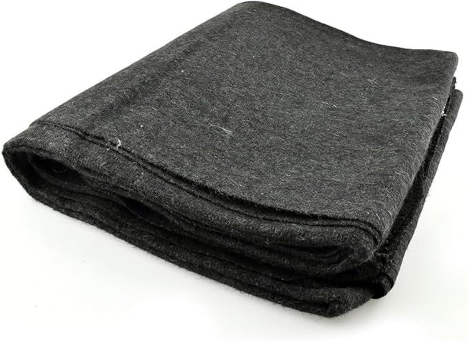 SE 51"x 80" Multipurpose Gray Wool Blanket - 50% Wool, Lightweight 2 lb, Zippered Bag Included - Ideal for Camping, Hiking, Emergency Survival