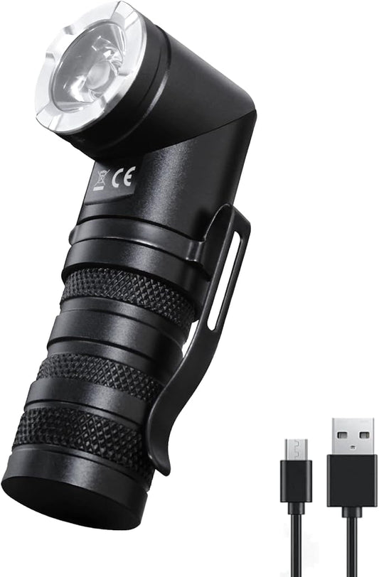 HAUTMEC 1400 Lumen Rechargeable Flashlights LED EDC Flashlight with 90 Degree Flashlight Swivel Head 5 Modes Pocket Flashlight Magnetic Base for Camping, Working, Outdoor, Hiking, Emergency
