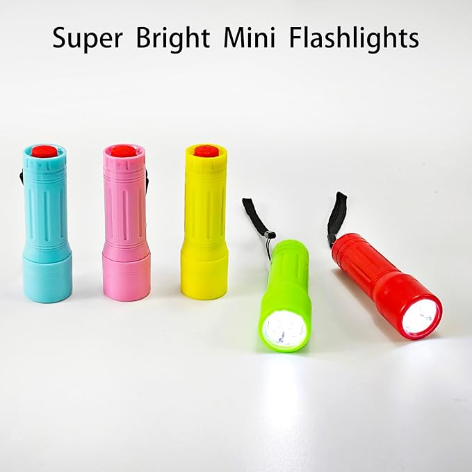 100 Pack Mini Flashlights Bulk, Small Multicolor Flashlights Bulk with Lanyard, 300 AAA Batteries Included for Hurricane Supplies Camping Essentials Emergency Gifts