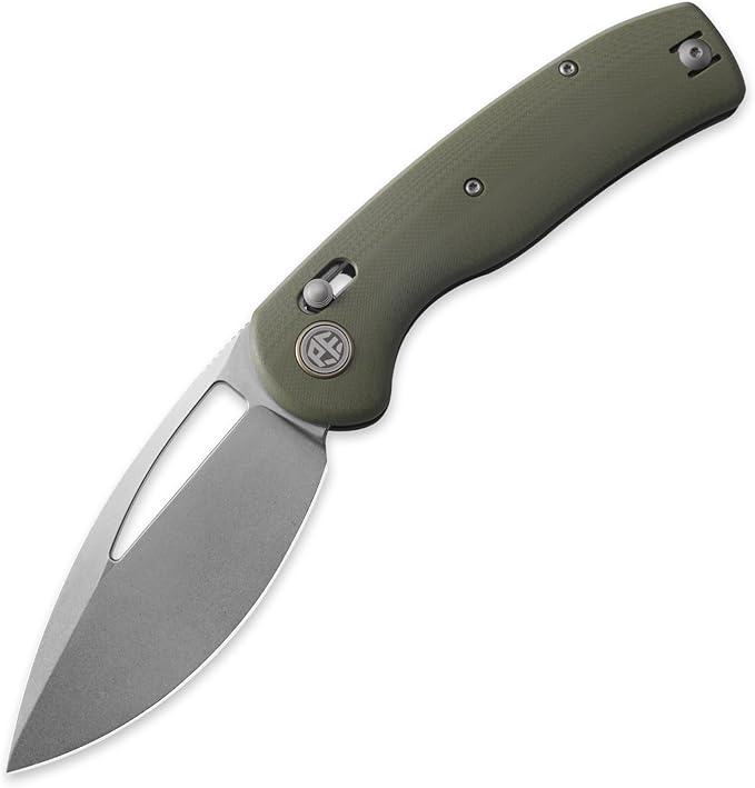 Petrified fish PFP13 Viper Folding Knife,3.5" K110 Steel Stonewashed Blade G10 Handle Pocket Knife for Camping EDC Outdoor (Green Stonewashed)