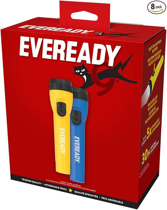 Eveready LED Flashlight (8-Pack) Bright Reliable Flashlights for General Purpose, Great for Camping, Car, Emergency Storm Power Outage Handheld Flashlight (Batteries Included)