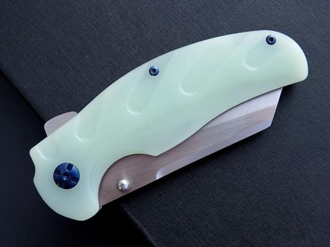 Eafengrow EF932 Pocket Knife G10 Handle D2 Steel Blade Knife with Ball Bearing Safe Open Flipper Knife for Camping Survival Hiking (jade)