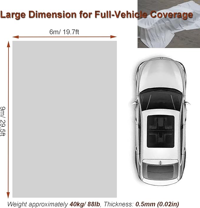 20ft x 30ft Car Fire Blanket for Electric & Gas Vehicles, 1100°C Reusable Emergency Fire Suppression Blanket, Large Double-Sided Silicone Survival Safe Blankets for EV Battery & Engine Fires