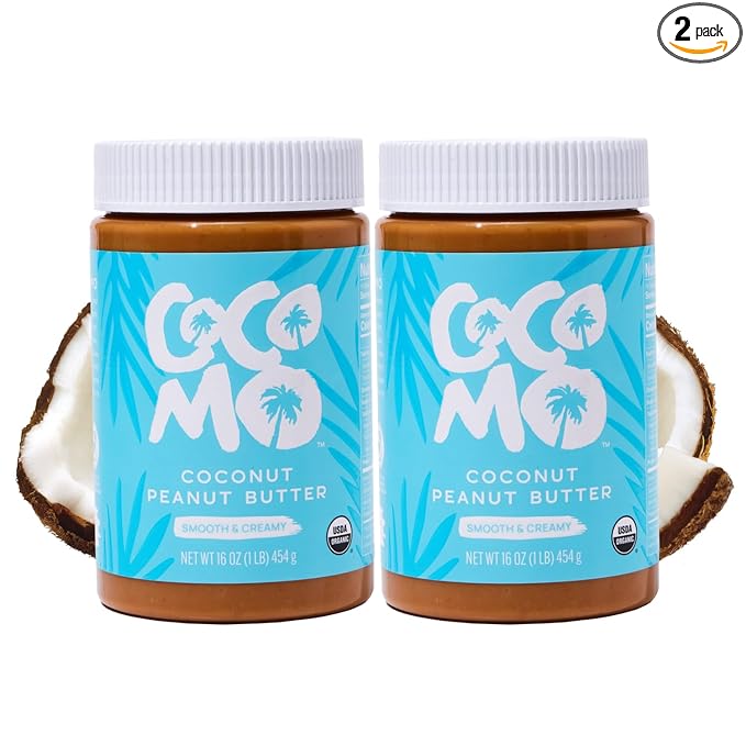 Cocomo Coconut Peanut Butter, Organic Peanut Butter, Natural, Gluten Free, Vegan, No Seed Oils, High Protein, Smooth and Creamy Spread, 16oz, 2 Pack