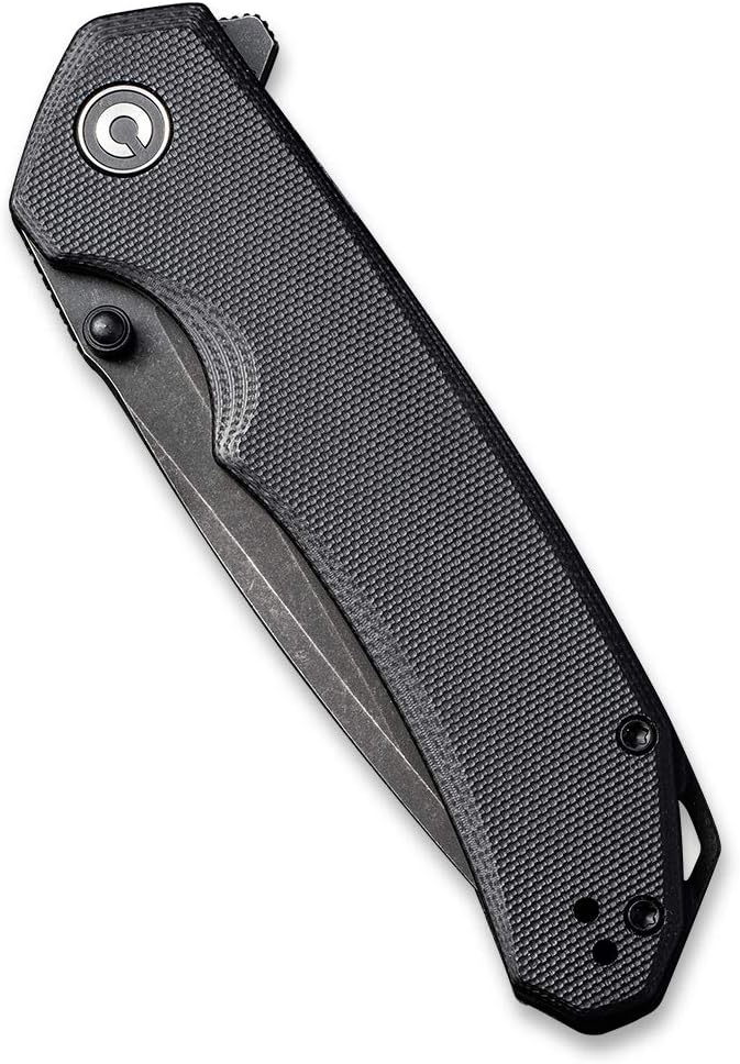 CIVIVI Brazen Folding Pocket Knife,3.5-Inch Tanto D2 Plain Blade,G-10 Outdoor Camping Hiking Knife with Thumb Studs and Flipper opener,Unique Tool Gift for EDC Men Women C2023C (Black)