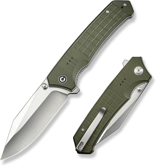 CIVIVI Tacticorix Pocket Knife for Men Women, EDC Flipper Folding Knife with 3.7" Nitro-V Blade G10 Handle for Camping Hunting C23055-2 (Green)