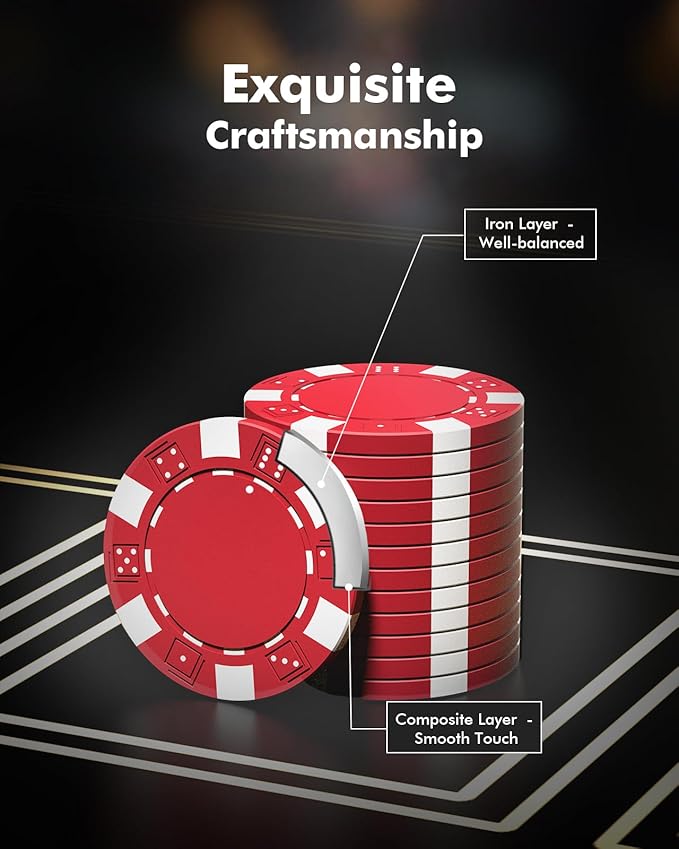 Poker Chip Set, 500PCS 11.5g Casino Quality Poker Chips with Aluminum Case, Playing Cards, Dealer Button for Texas Hold'em, Blackjack, Casino Games