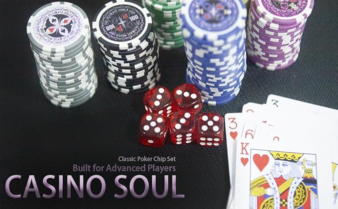 THUNDERBAY 500 Clay Composite Poker Chips Set with Aluminum Case, Two Decks of Playing Cards, Dealer and Blind Button&5 Dices for Poker, Texas Hold'em, Blackjack, Casino Games at Home