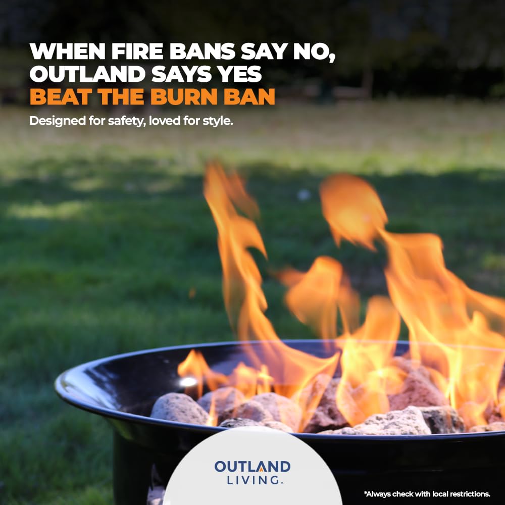 Outland Living Portable Propane Fire Pit, 19-inch, 58,000 BTU with Fire Pit Cover & Carry Kit