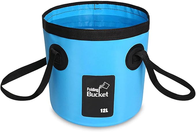 BANCHELLE Collapsible Bucket Water Container Portable Folding Camp Wash Basin for Outdoor Traveling Hiking Fishing Car Washing Gardening Camping (Blue, 12L)