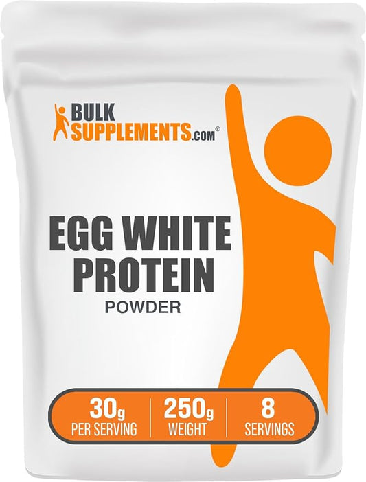 BulkSupplements.com Egg White Protein Powder - Egg White Powder, Lactose Free Protein - Unflavored & Dairy Free, 30g per Serving, 250g (8.8 oz) (Pack of 1)
