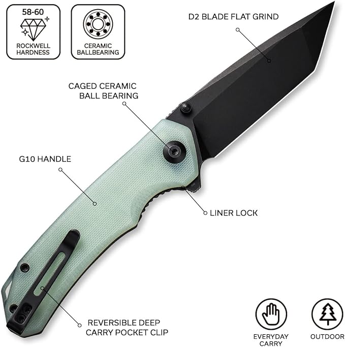 CIVIVI Brazen Folding Pocket Knife,3.5-Inch Tanto D2 Plain Blade,G-10 Outdoor Camping Hiking Knife with Thumb Studs and Flipper Opener,Unique Tool Gift for EDC Men Women C2023E