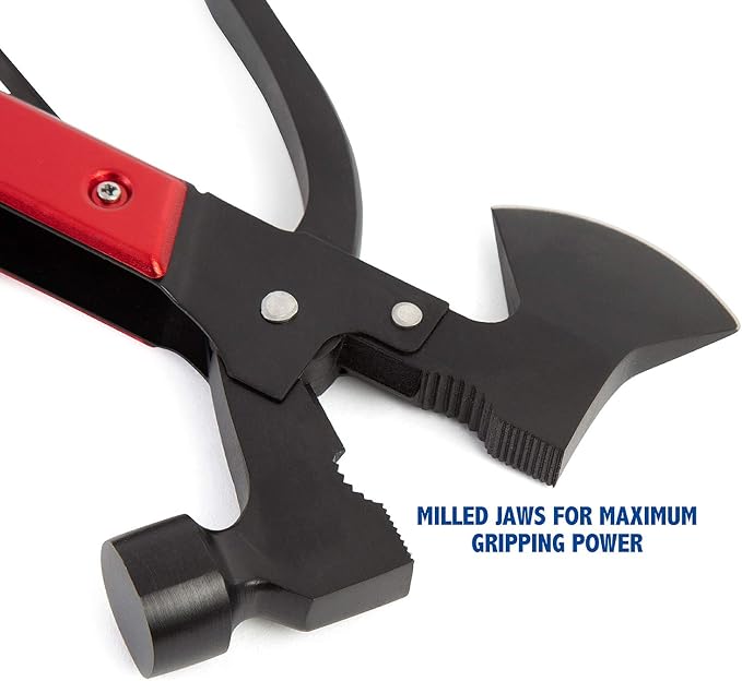 Sheffield 12138 14-in-1 Hatchet Multitool, Camping Hatchet Comes With 1680D Polyester Hatchet Sheath, Alloy Steel Camping Hammer Multitool, Great Hiking Gifts