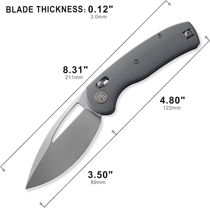 Petrified fish PFP13 Viper Folding Knife,3.5" K110 Steel Stonewashed Blade G10 Handle Pocket Knife for Camping EDC Outdoor (Gray Stonewashed)