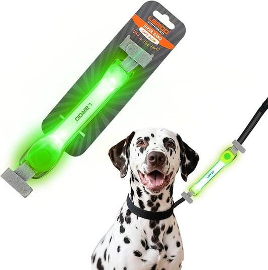 LaRoo Light Up Dog Collar with Nylon Stickers, Universal Glowing Collar Accessories for Leash Harness, Silicone Waterproof Dog LED Flashing Collar Night Outdoor Safety