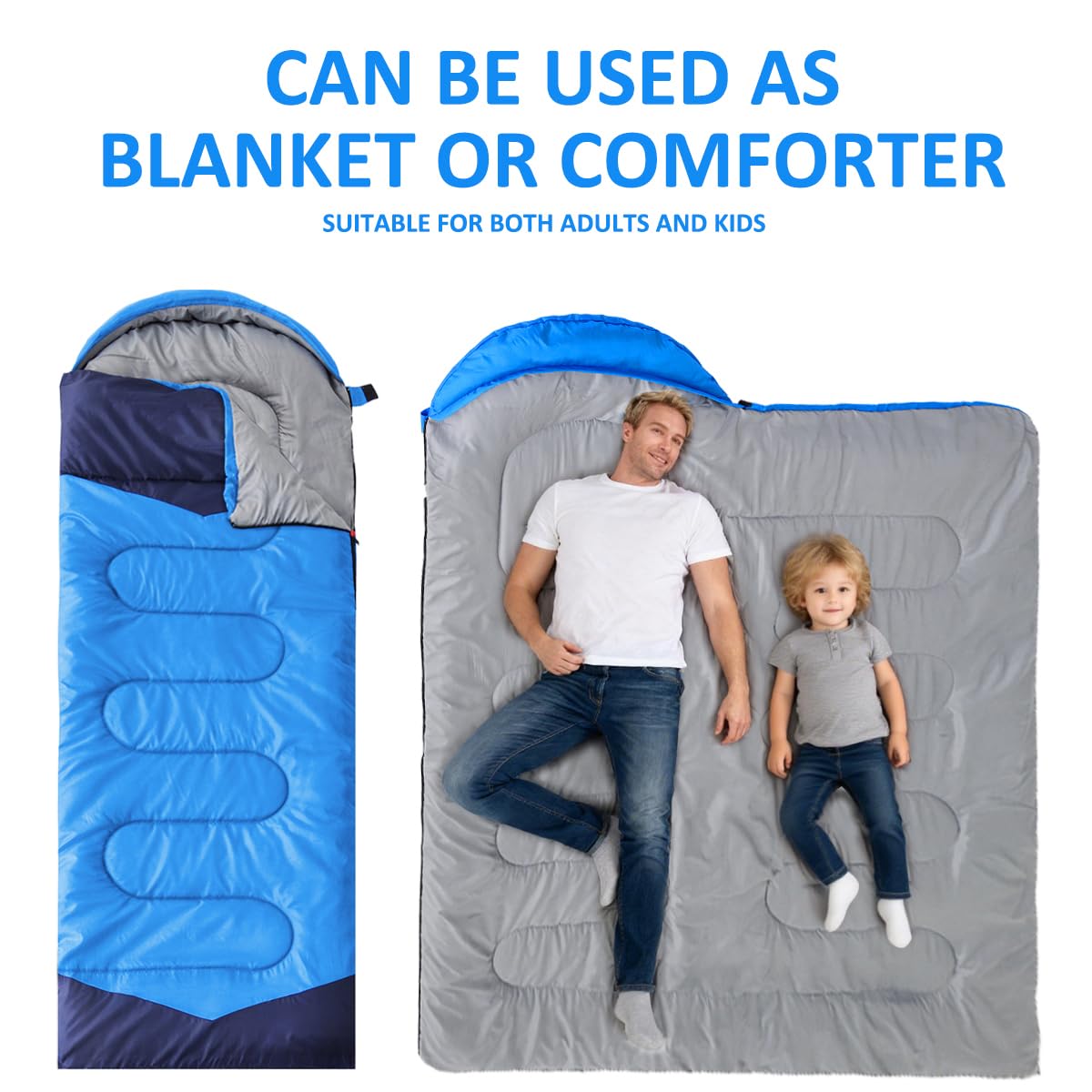 oaskys Camping Sleeping Bag - 3 Season Warm & Cool Weather - Summer Spring Fall Lightweight