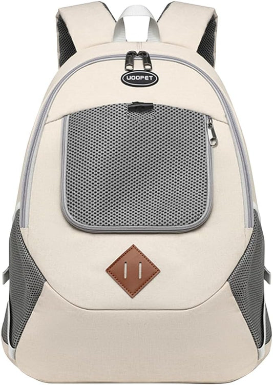 Cat Backpack, Dog Backpack Carrier for Cat and Puppy, Ventilated Pet Backpack for Hiking, Camping, Airline Approved Cat Backpack(White)