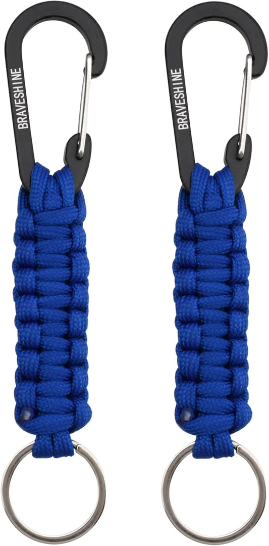BRAVESHINE Paracord Keychain Carabiner Clip, D Ring Lanyard Hanger Stroller Hook for Water Bottle, Key, Backpacks, Men, Women