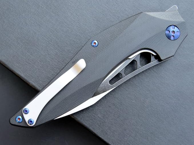 Eafengrow EF226 Folding Knives D2 Steel Blade and G10 Handle Knife Outdoor Camping Hiking EDC Tools (black)