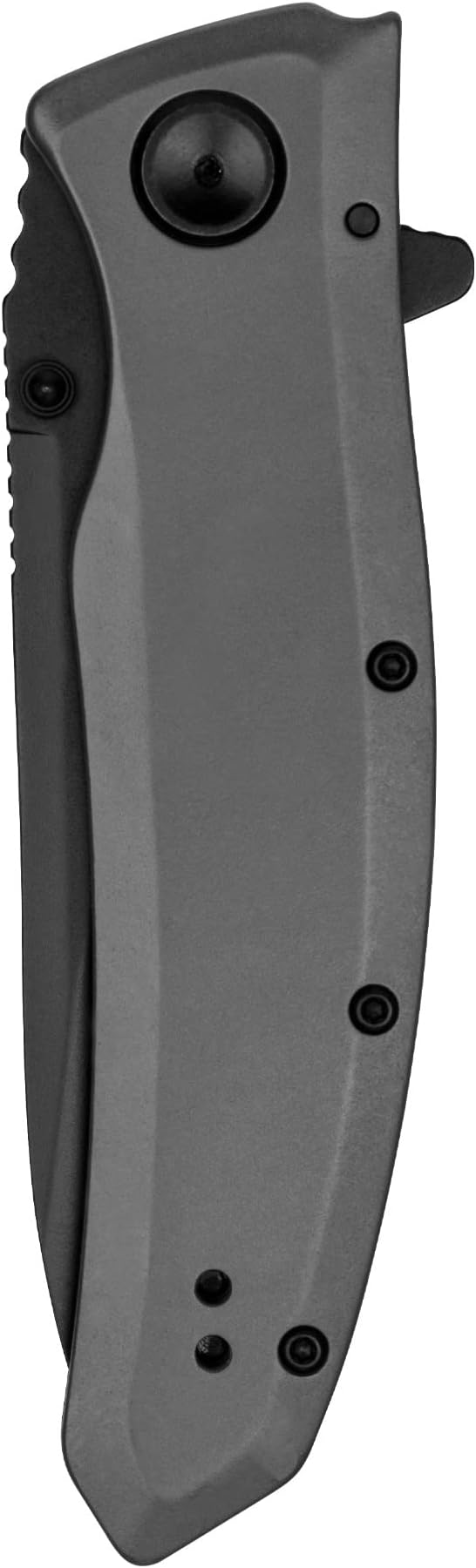 Kershaw Grid Folding Pocket Knife, 3.7 inch Black Serrated Blade, Steel Handle, Pocketclip