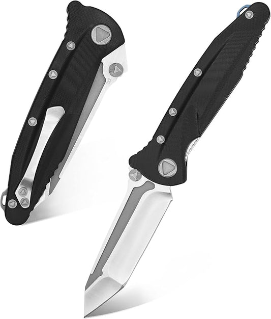 Eafengrow EF55 Pocket Knife Folding Knife G10 Handle D2 Steel Blade Folder EDC Tool Knifes for Working Camping with Clip(Black)