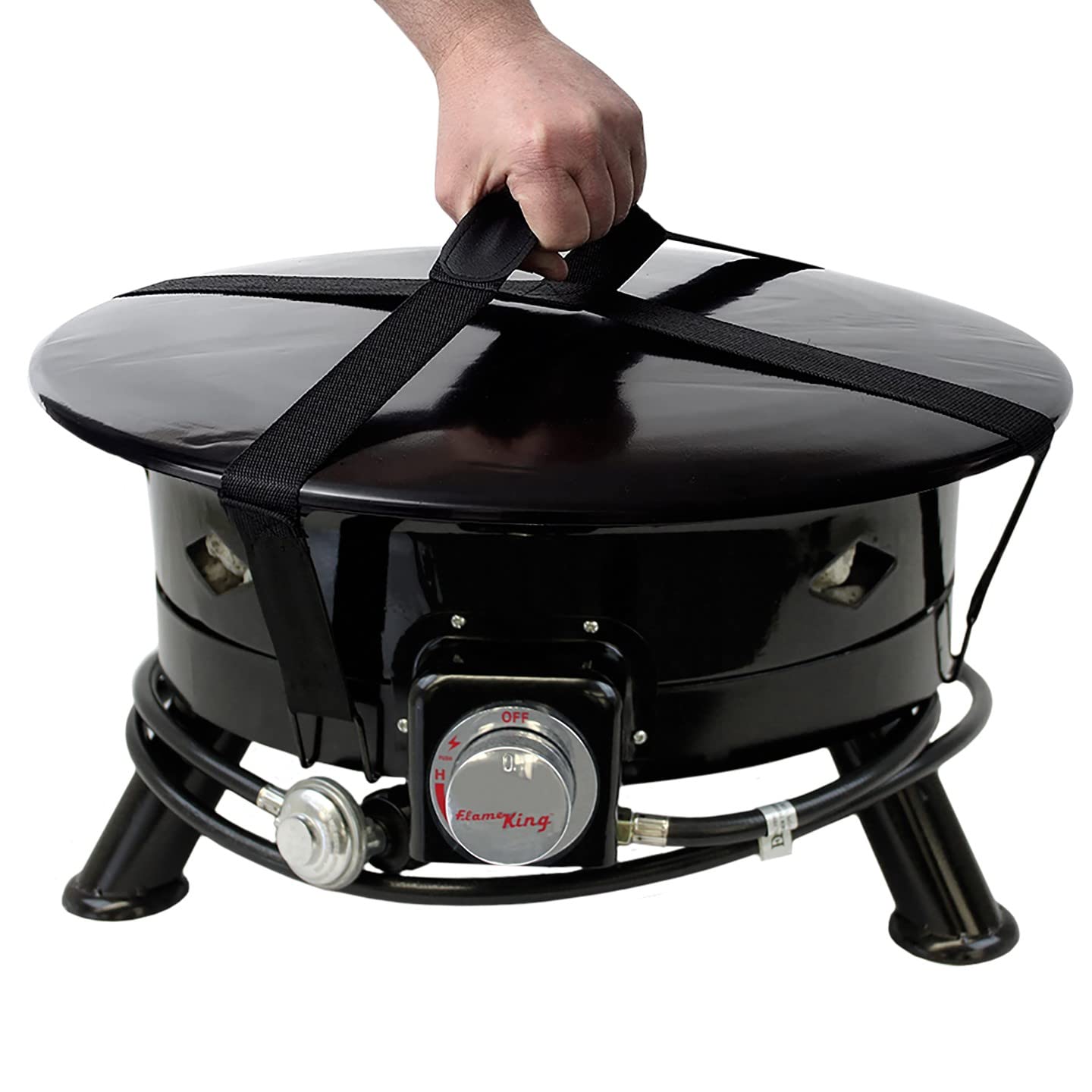 Flame King Smokeless Propane Fire Pit, 24-inch Portable Firebowl, 58K BTU with Self Igniter, Cover